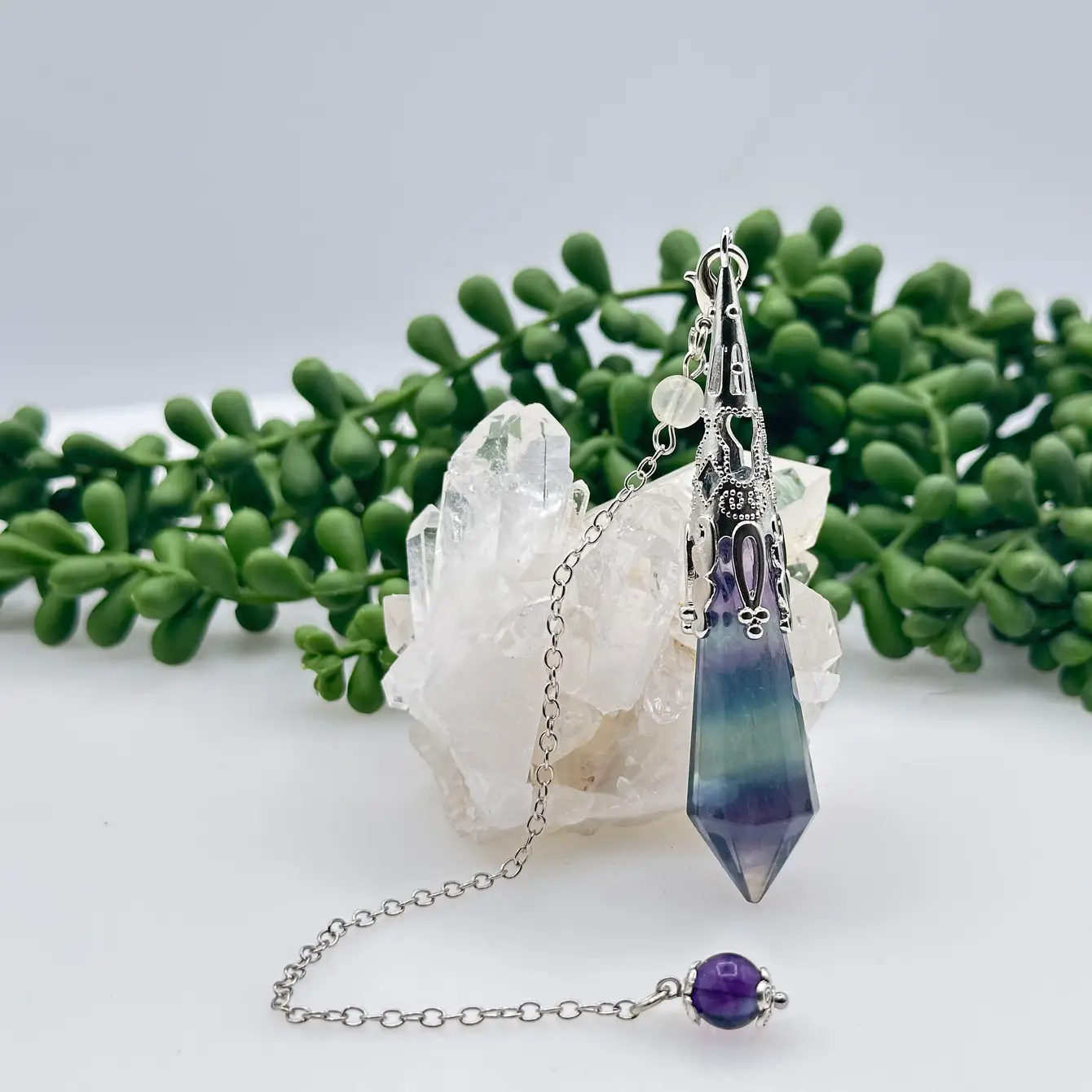Art Deco Inspired Pendulums with Silver Color Lobster Chain