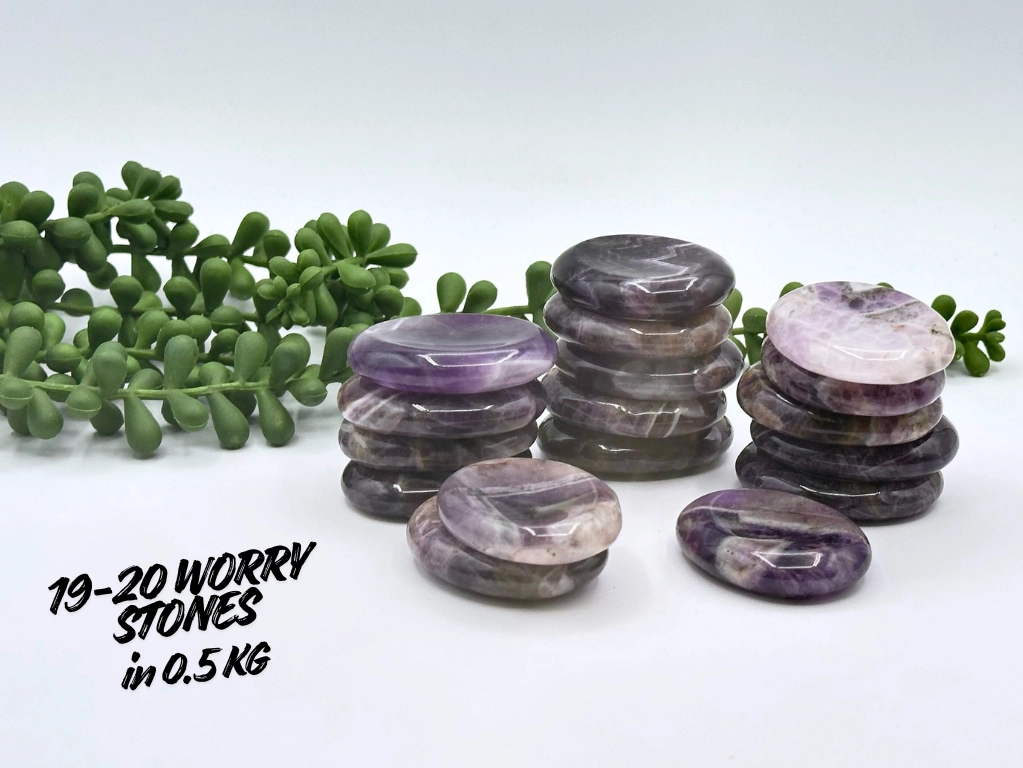 Amethyst Worry Stones 40x30x8 MM - Pack of 3