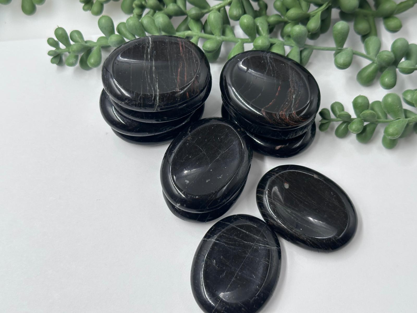 Black Tourmaline Worry Stones 45x35x10MM