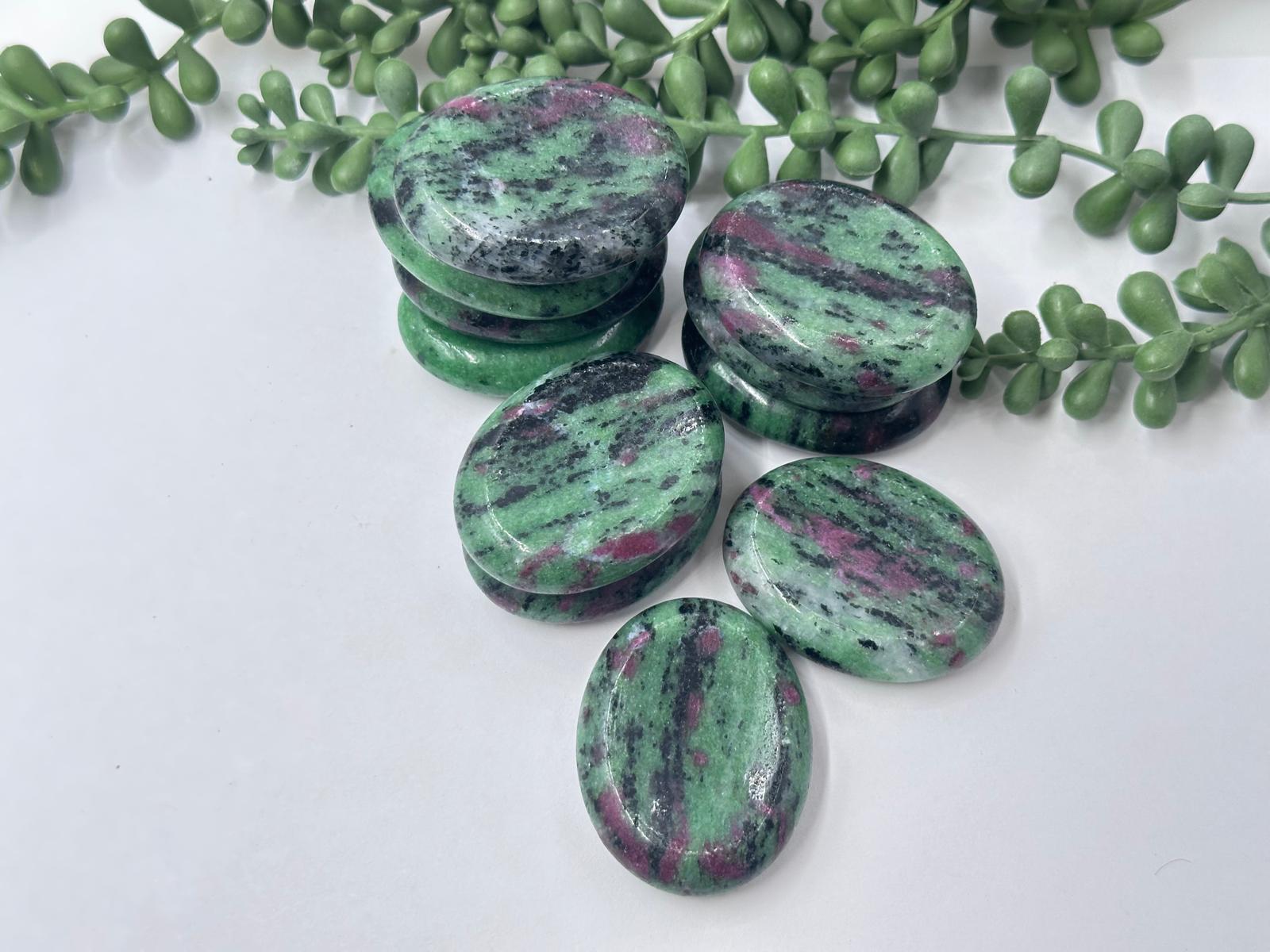 Ruby Zoisite Worry Stones 45x35x10MM