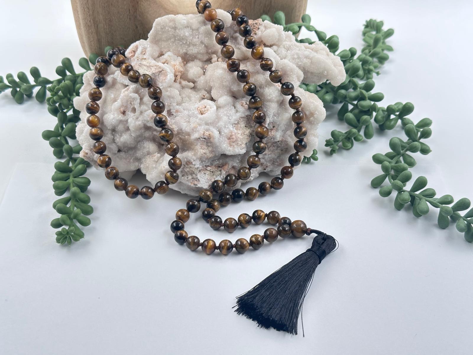 YELLOW TIGER EYE - Mala -108 Gemstone Beads, Fully KNOTTED