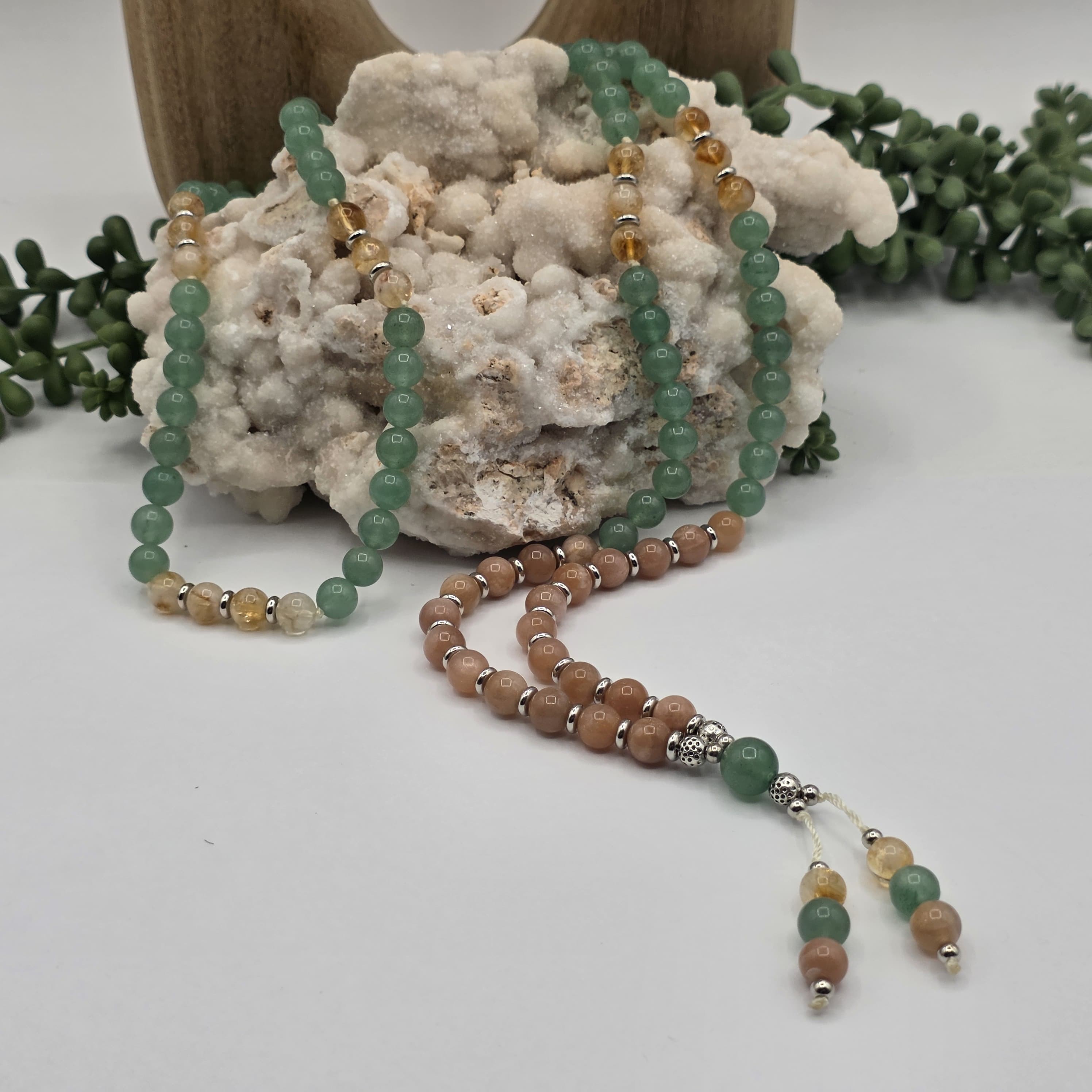GRATITUTE-Mala 108 Bead Green Aventurine/Citrine/Sunstone