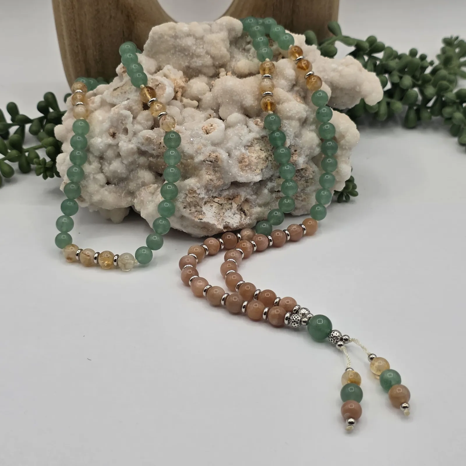 GRATITUTE-Mala 108 Bead Green Aventurine/Citrine/Sunstone