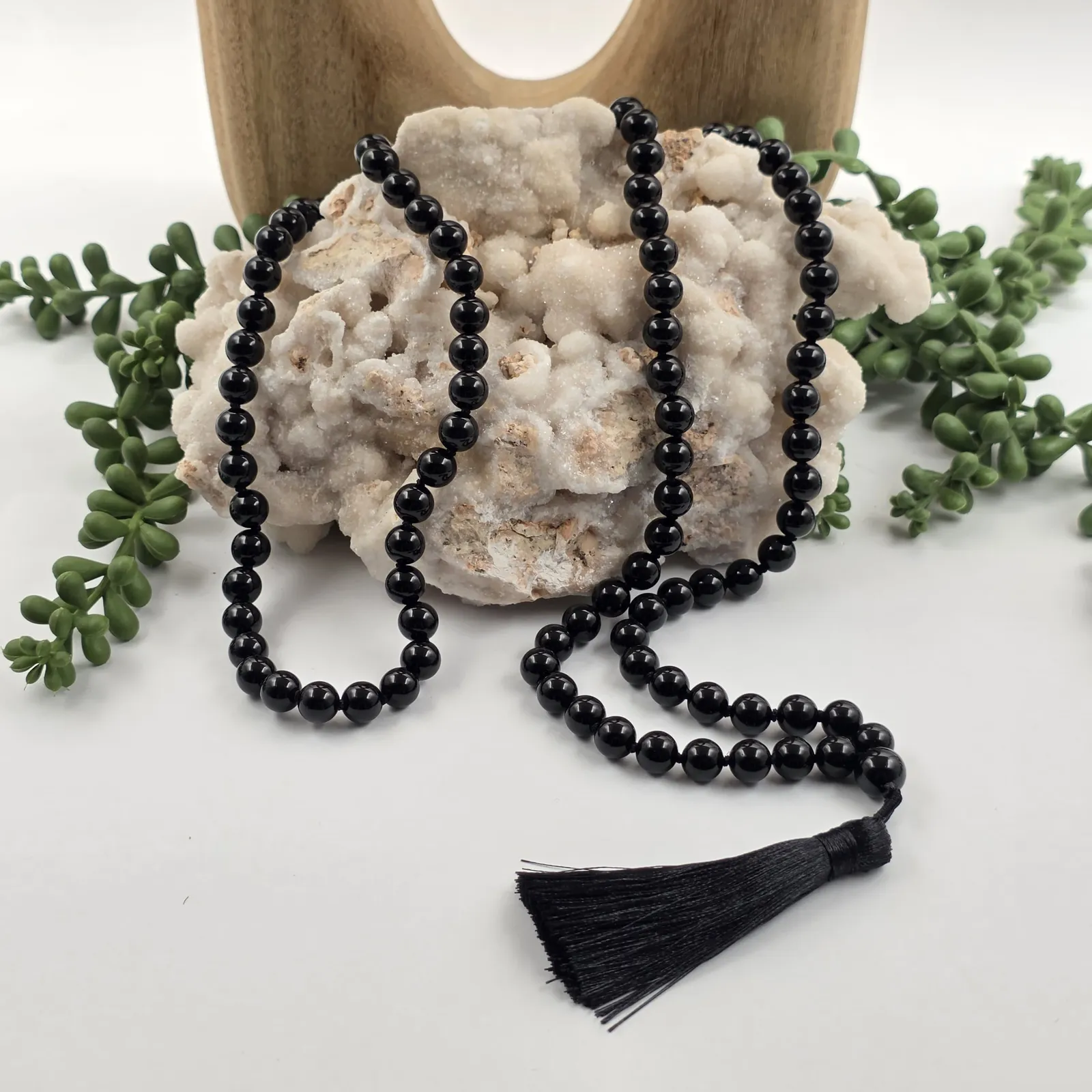 BLACK OBSIDIAN - Mala - 108 Gemstone Beads - Fully KNOTTED
