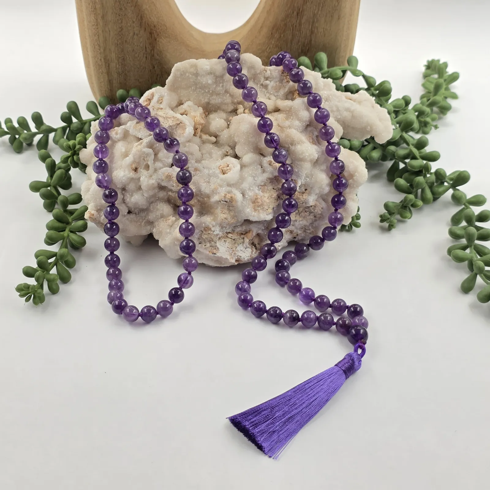 AMETHYST - Mala - 108 Gemstone Beads - Fully KNOTTED