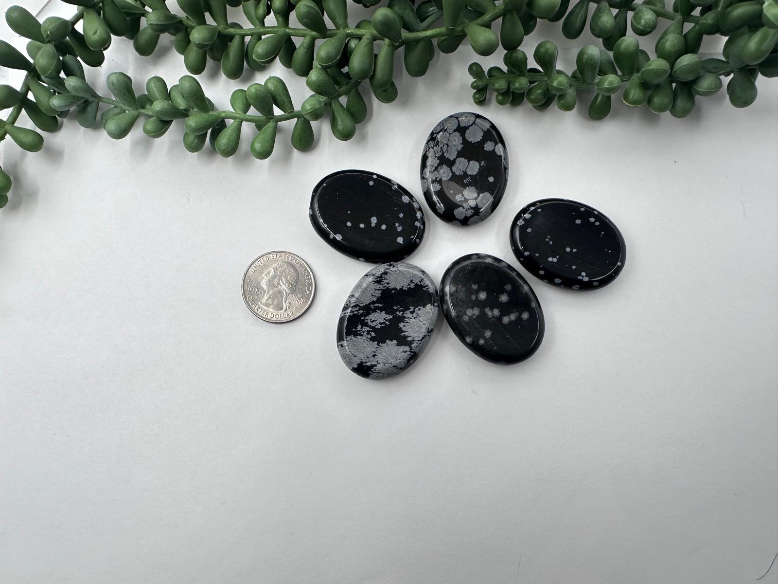 Snowflake Obsidian Worry Stones 40x30x8 MM