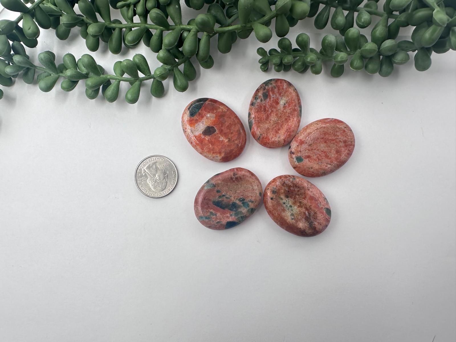 Sunstone With Blue Apatite Quartz Worry Stones 40x30x8 MM