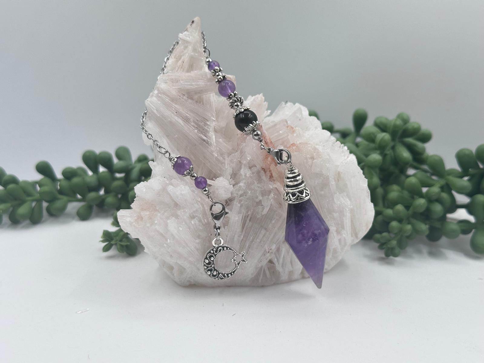 Amethyst Pendulum with Selected Charm