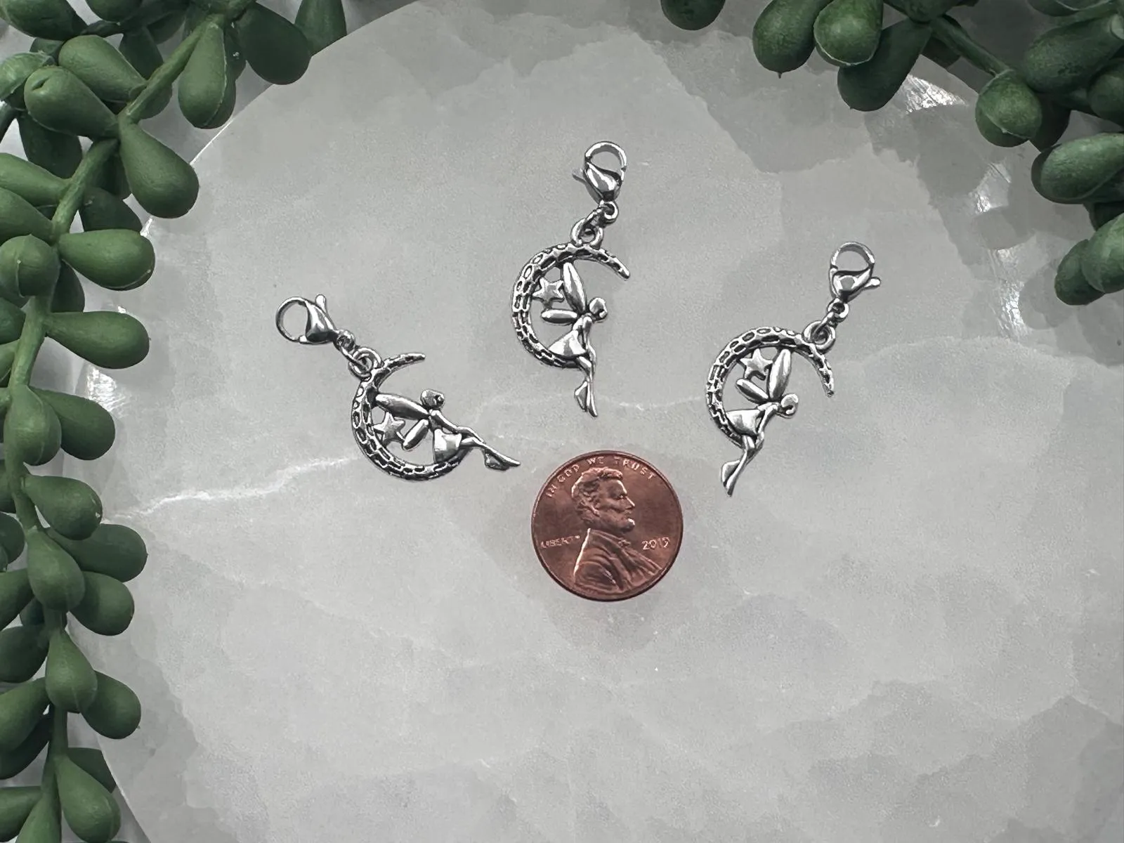 Charm - Fairy on Moon with Lobster Clasp