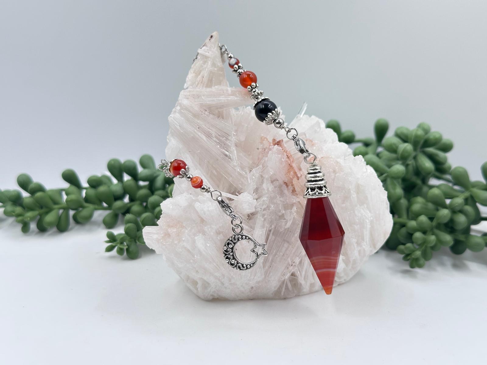 BANDED CARNELIAN - Be Charmed-Gemstone Pendulum with Selected Charm