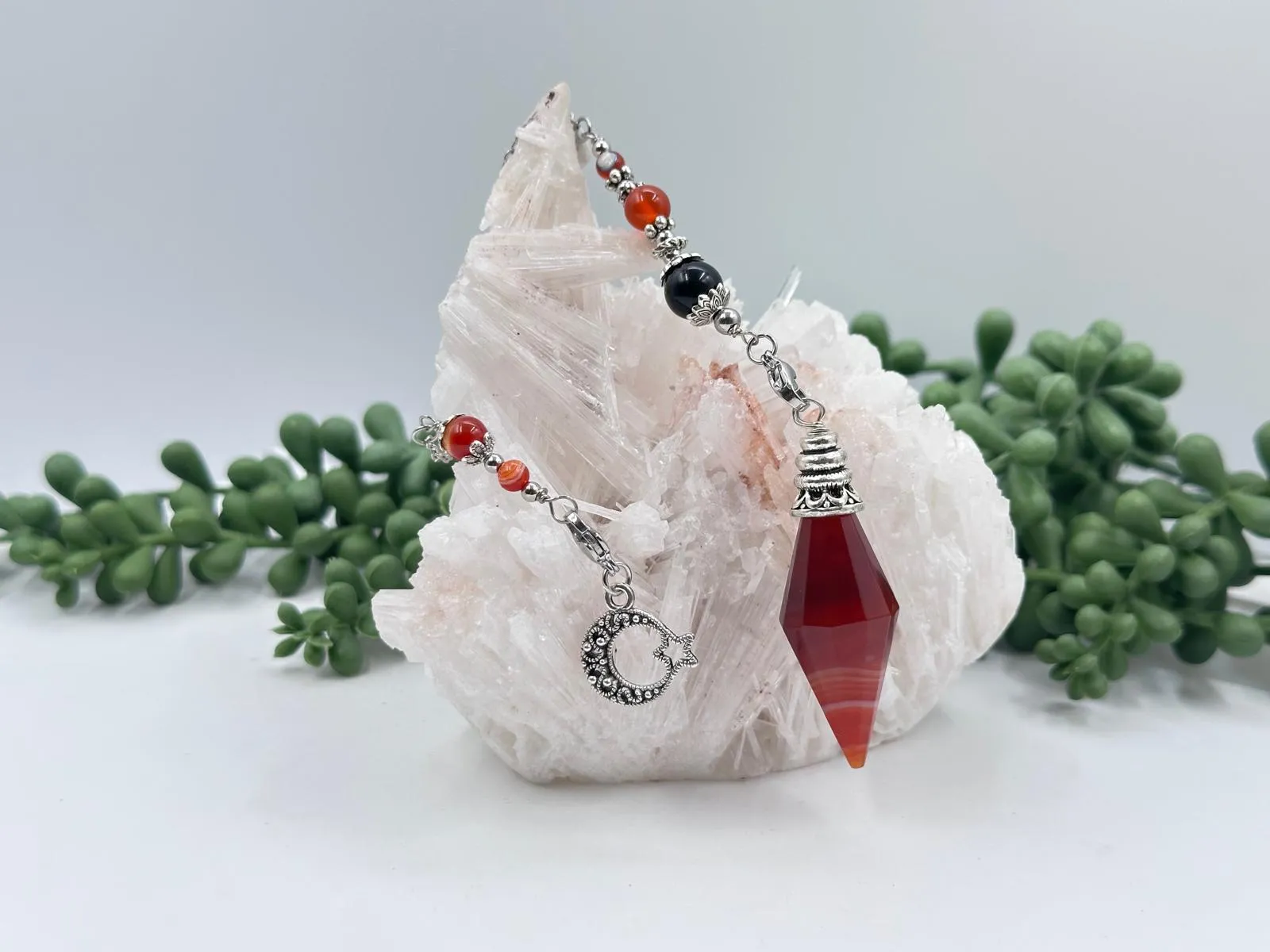 BANDED CARNELIAN - Be Charmed-Gemstone Pendulum with Selected Charm