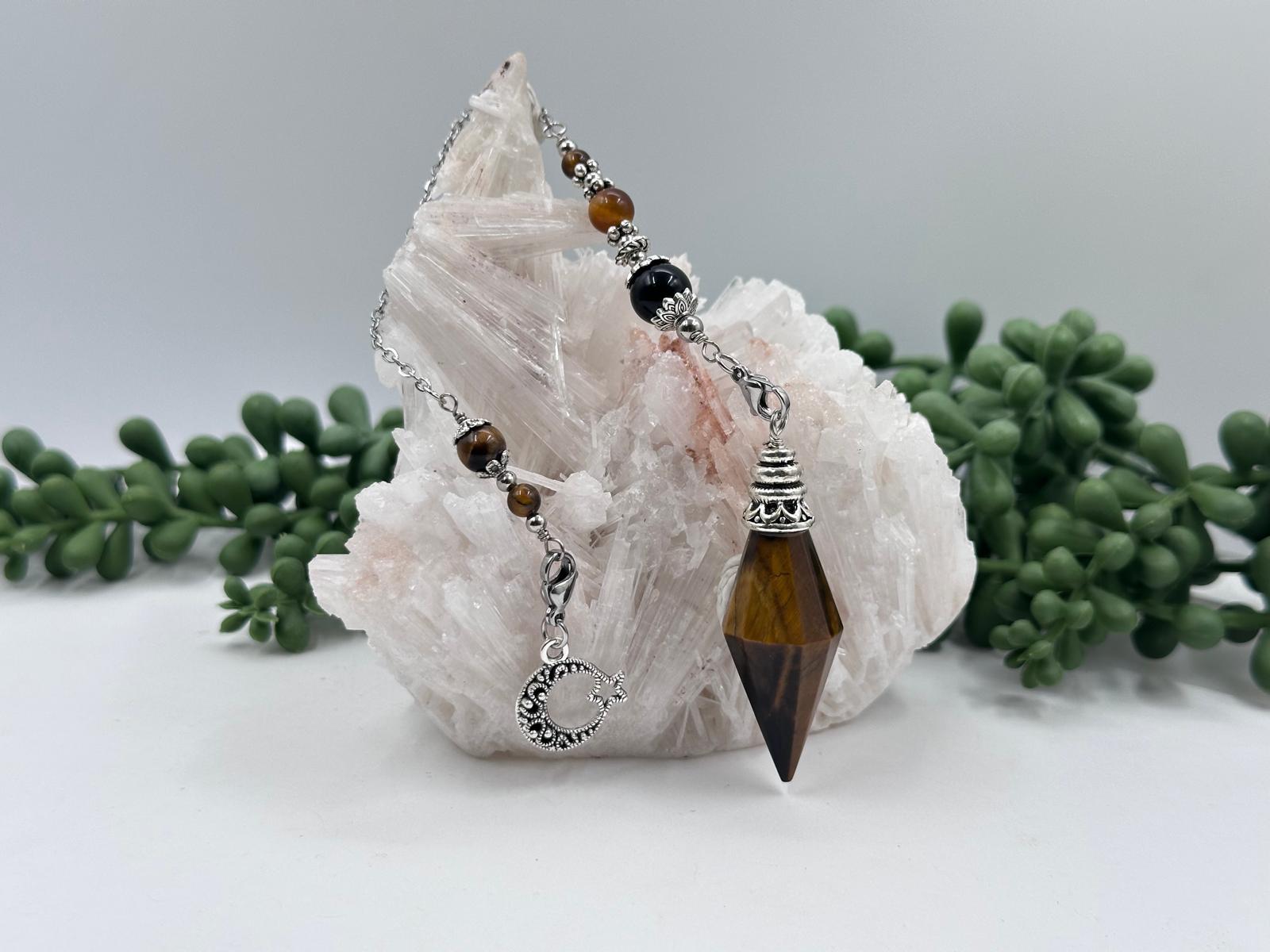 TIGER EYE - Be Charmed-Gemstone Pendulum with Selected Charm