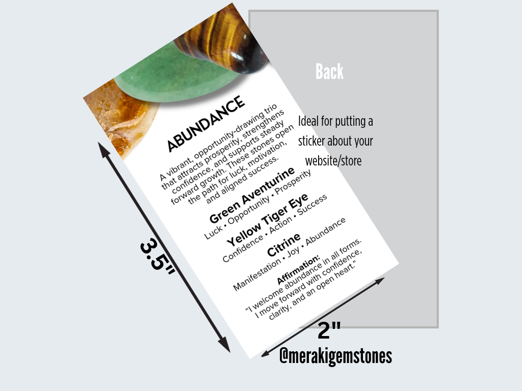 ABUNDANCE - Metaphysical Gemstone Information Card