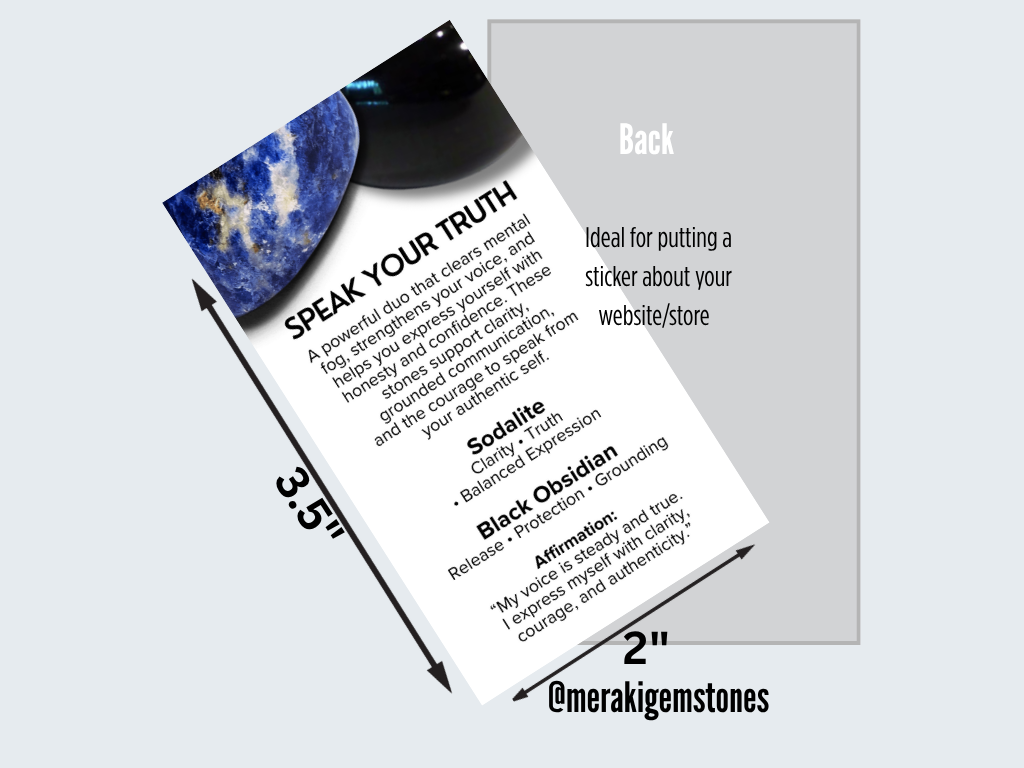 SPEAK YOUR TRUTH - Metaphysical Gemstone Information Card