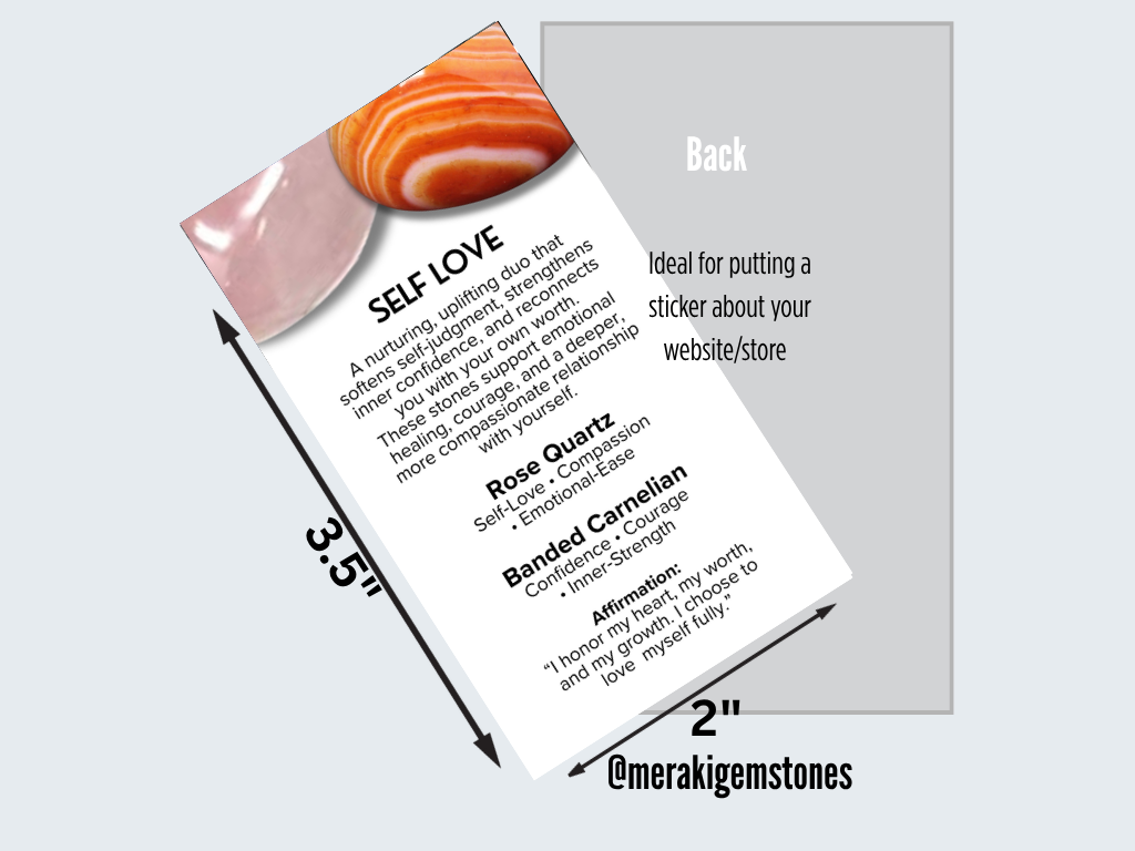 SELF LOVE - Metaphysical Gemstone Information Card