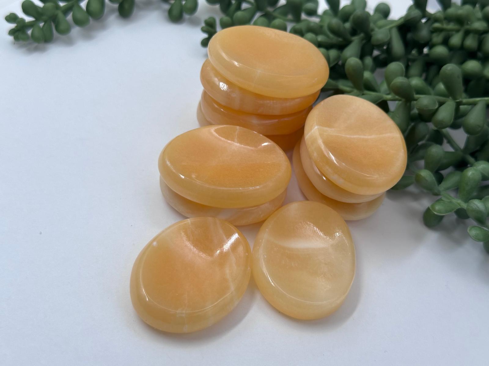 Mango Calcite Worry Stones 45x35x10MM