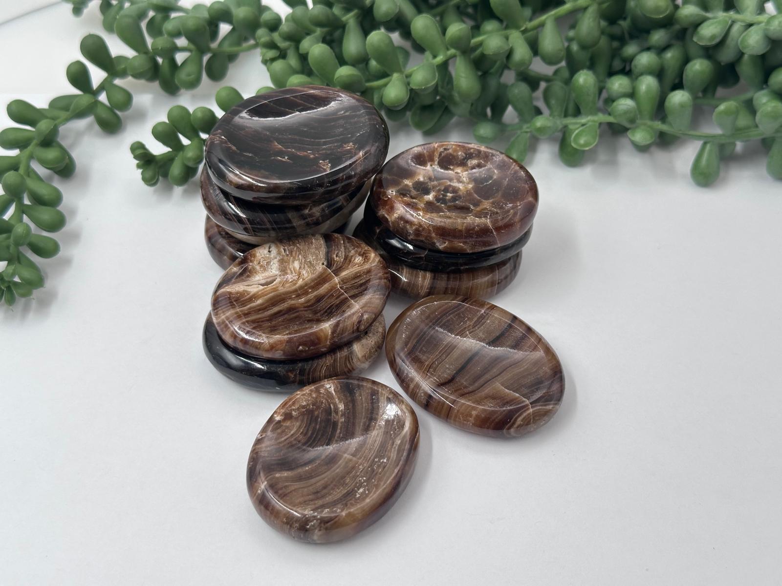 Chocolate Calcite Worry Stones 45x35x10MM
