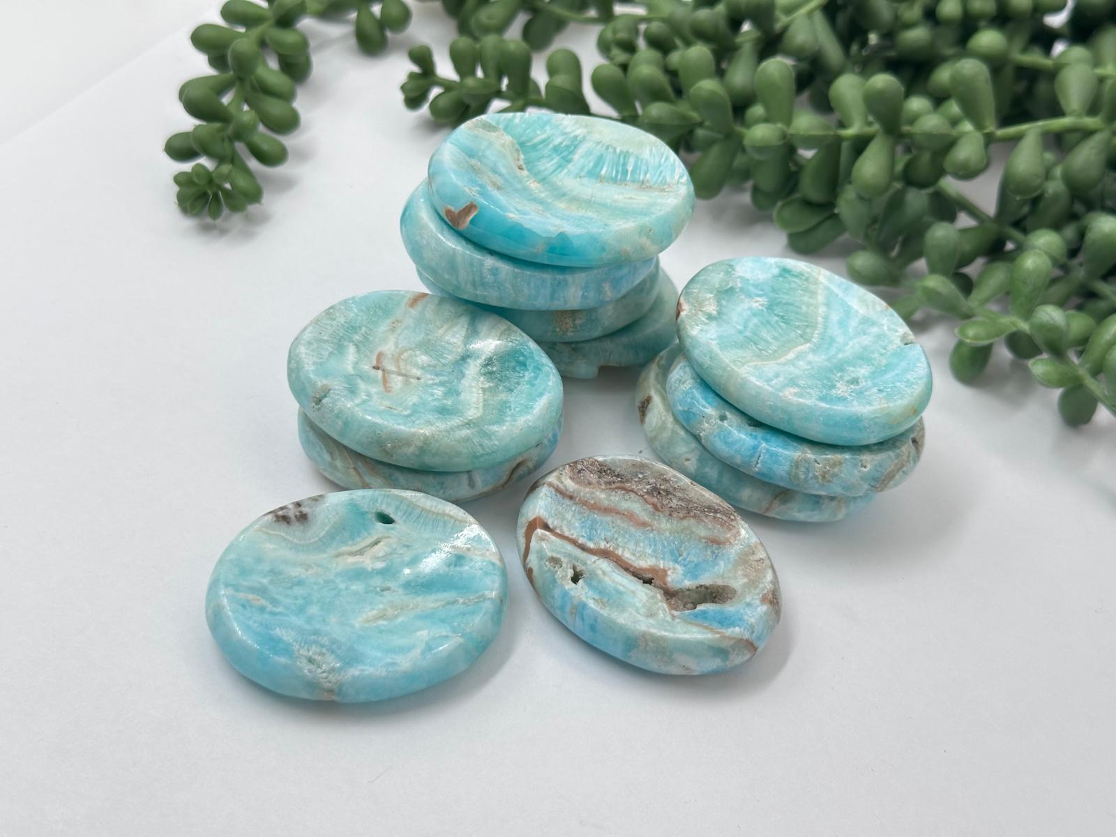 Blue Aragonite Worry Stones 45x35x10MM