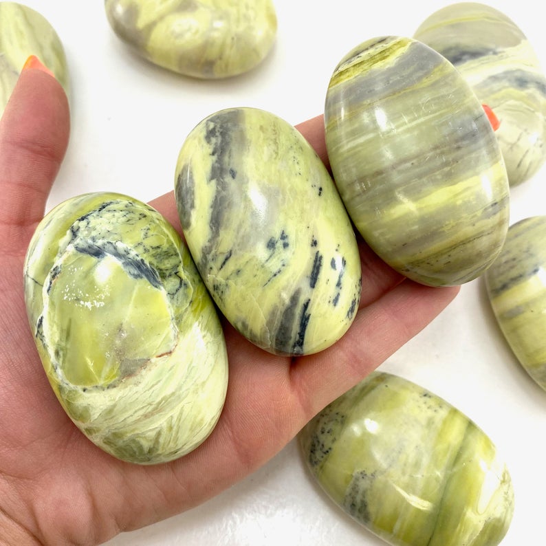 Serpentine Palm Stones/Pillow Shape