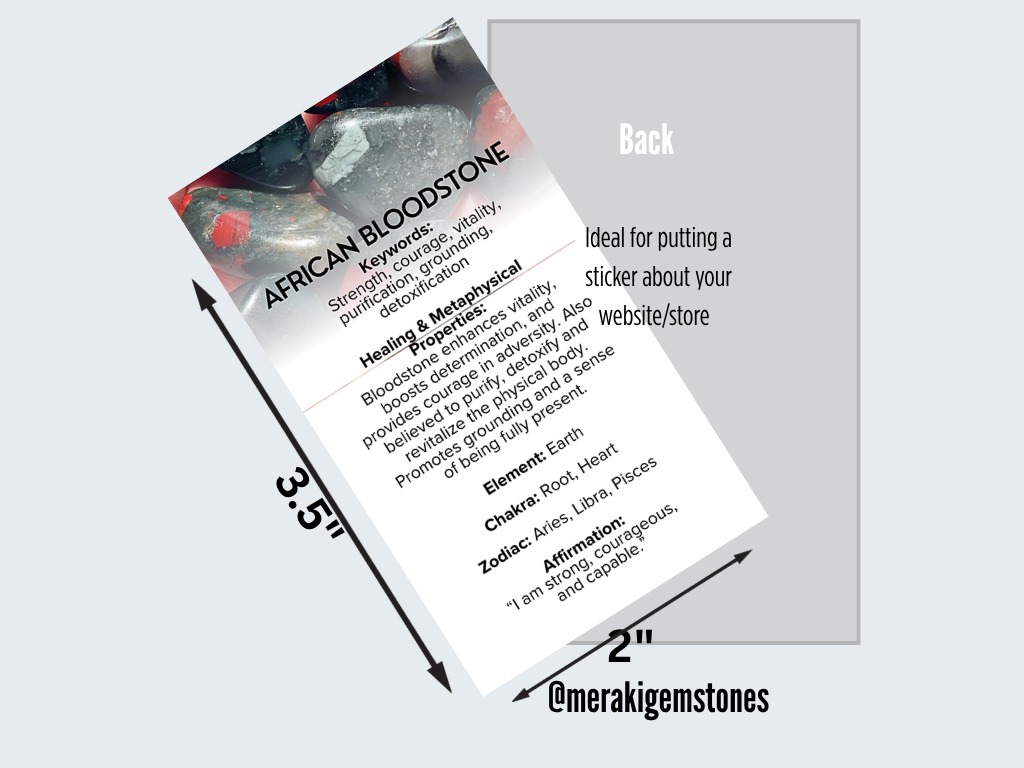 AFRICAN BLOODSTONE - Metaphysical Gemstone Information Card