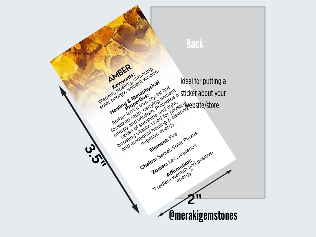 AMBER - Metaphysical Gemstone Information Card