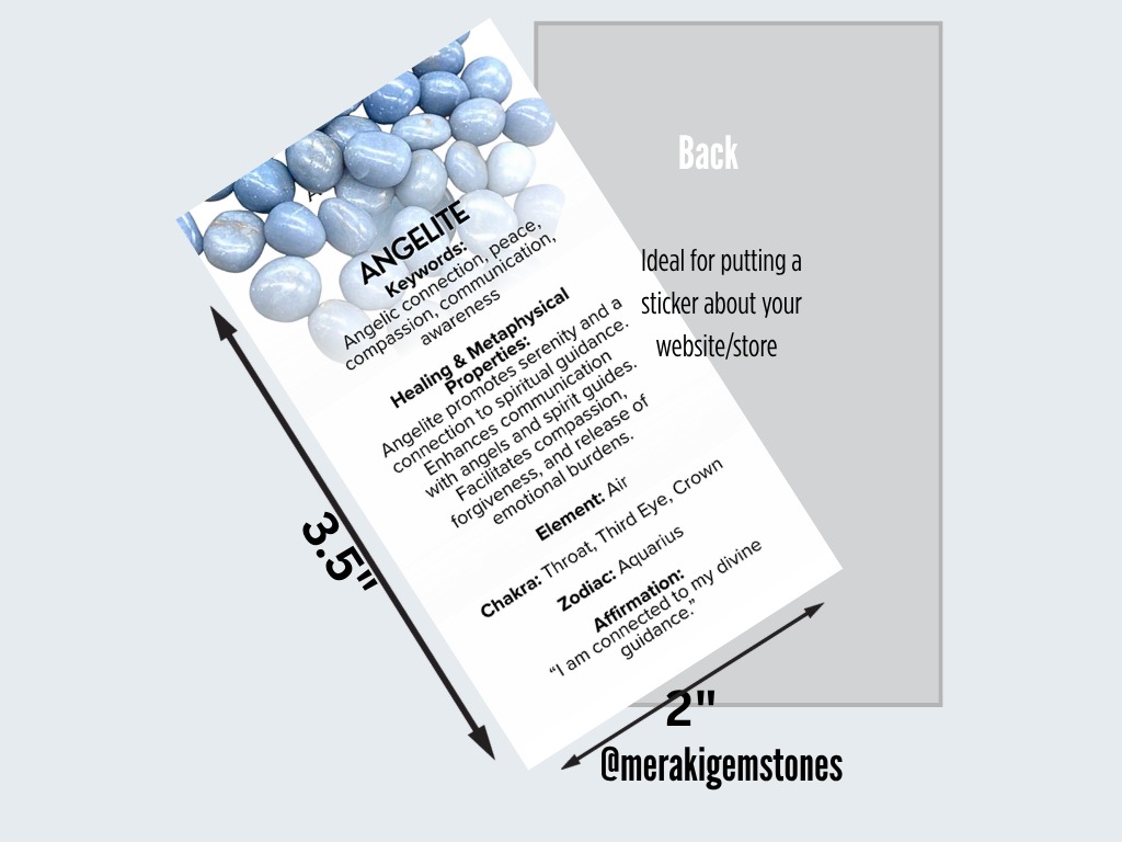 ANGELITE - Metaphysical Gemstone Information Card