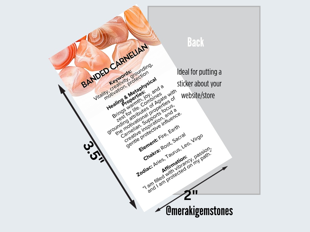 BANDED CARNELIAN - Metaphysical Gemstone Information Card