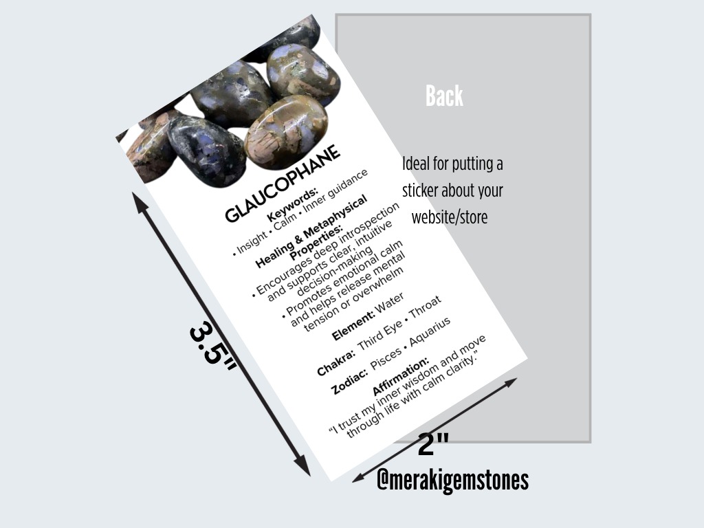 GLAUCOPHANE - Metaphysical Gemstone Information Card