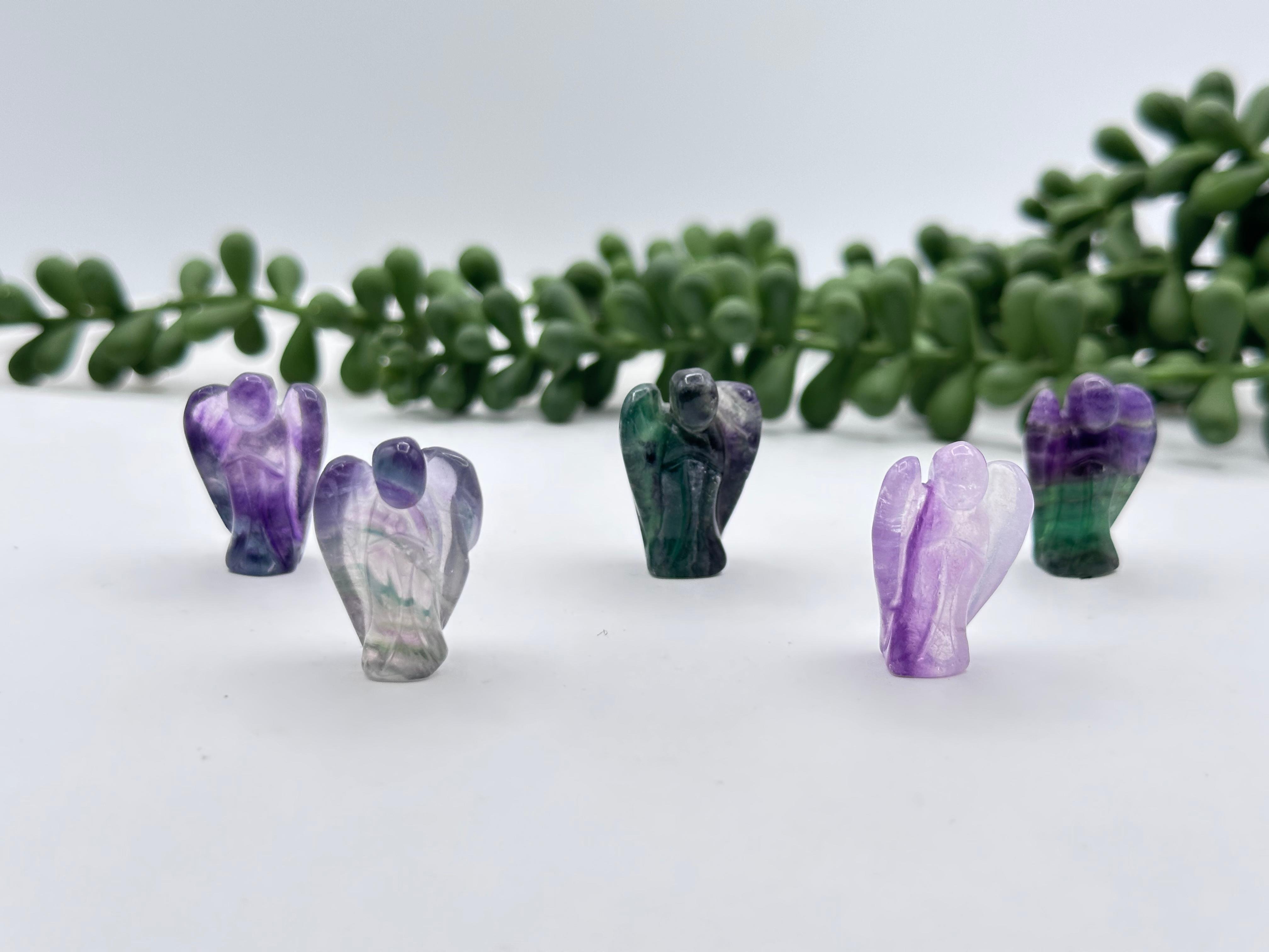 Rainbow Fluorite Angel  1 Inch