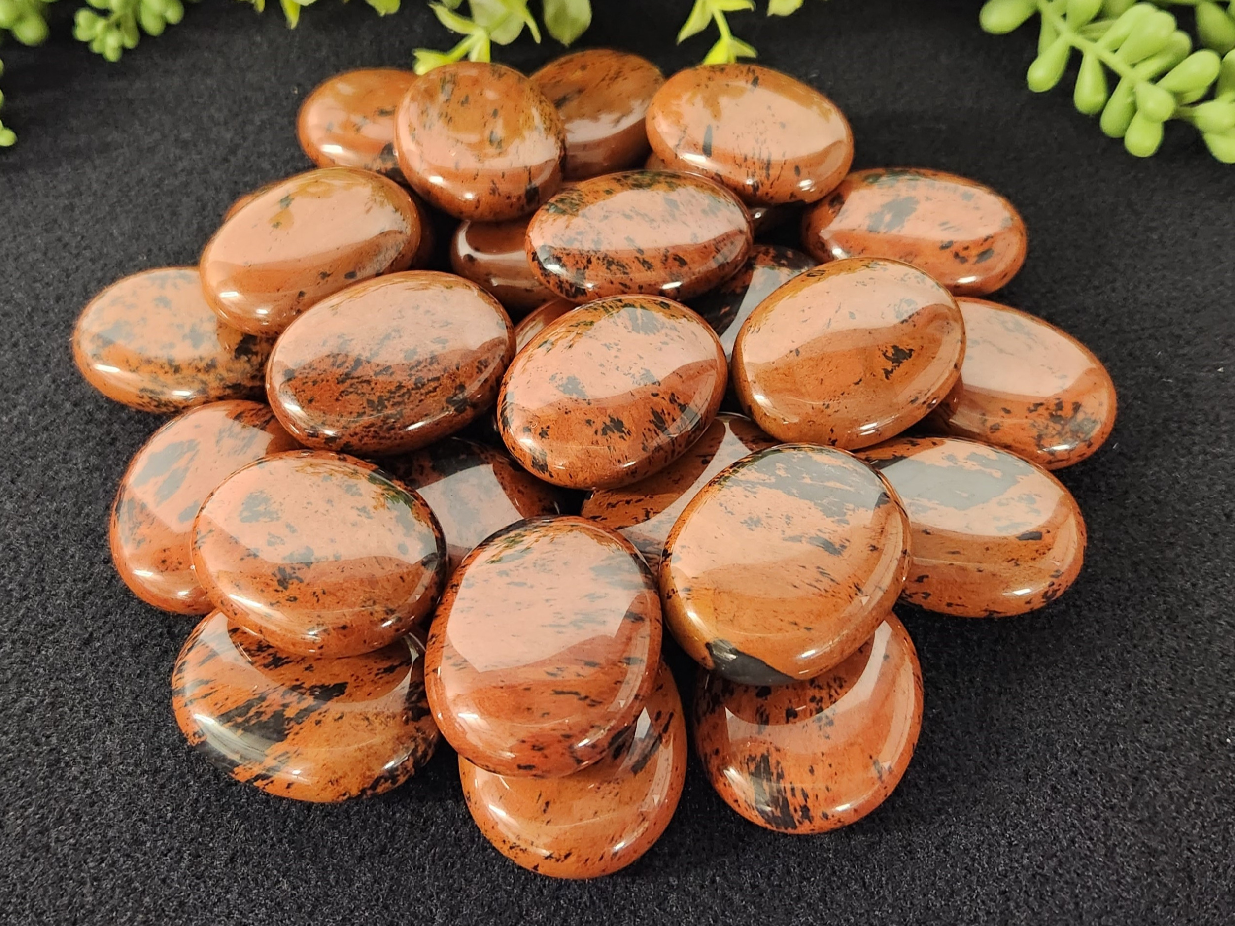 Mahogany Obsidian Palm Stones