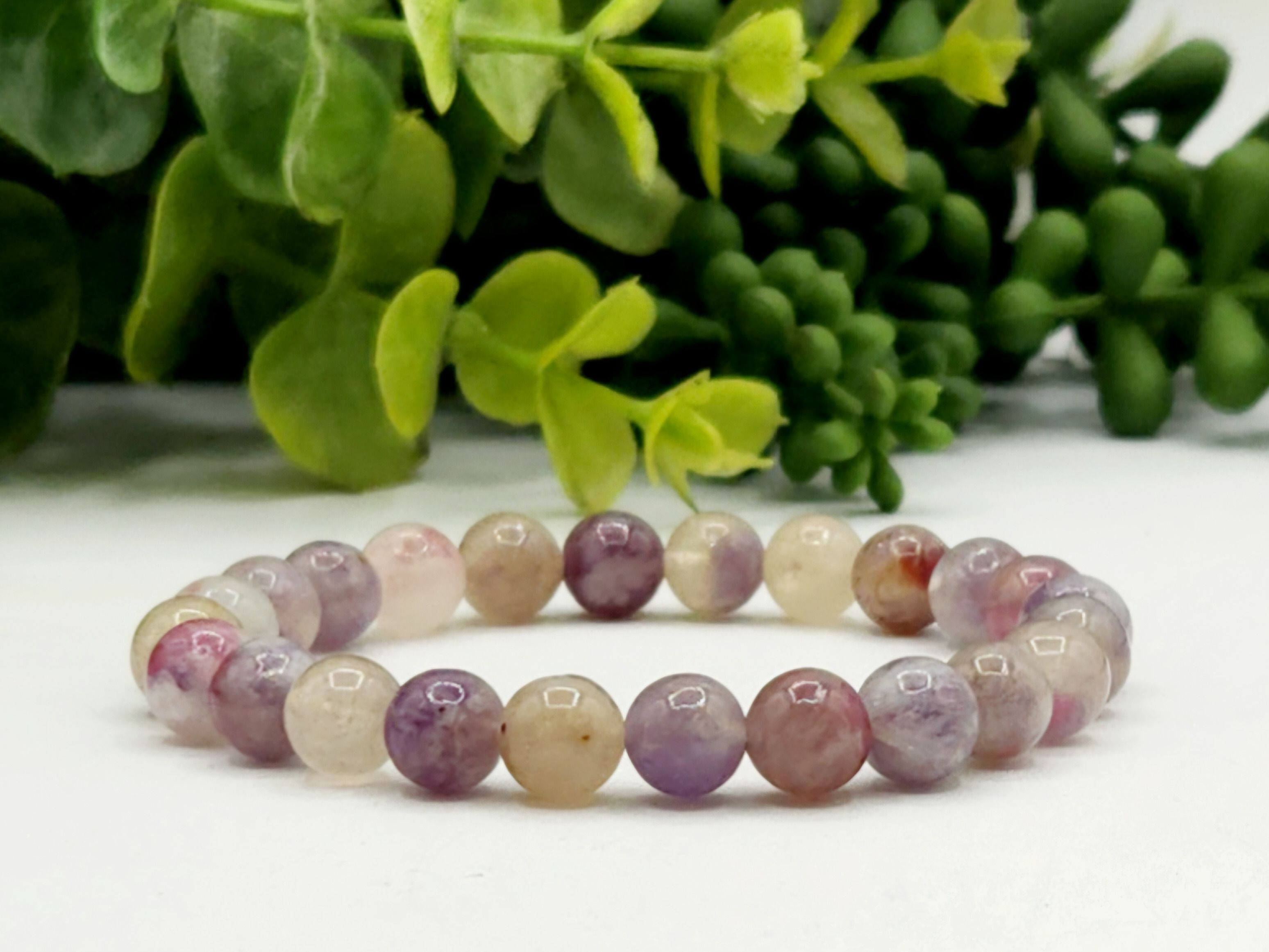 Plum Blossom Tourmaline Stretchable  Bracelets 8MM beads