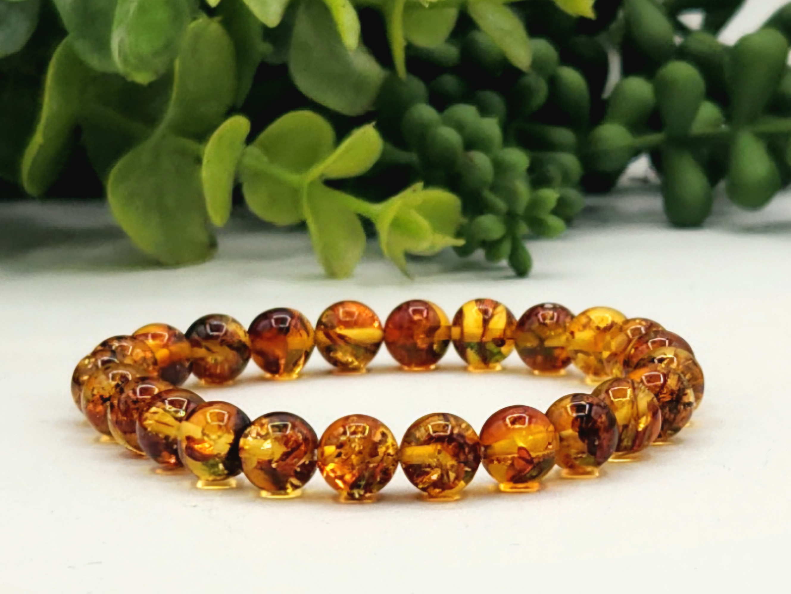 Amber Stretchable Bracelets 8MM beads (100% Natural)