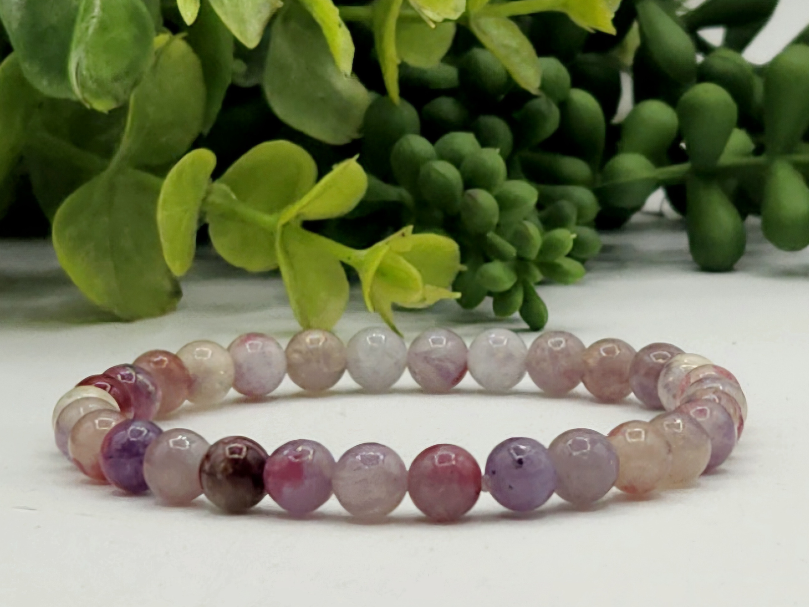 Plum Blossom Tourmaline Stretchable  Bracelets 6MM beads
