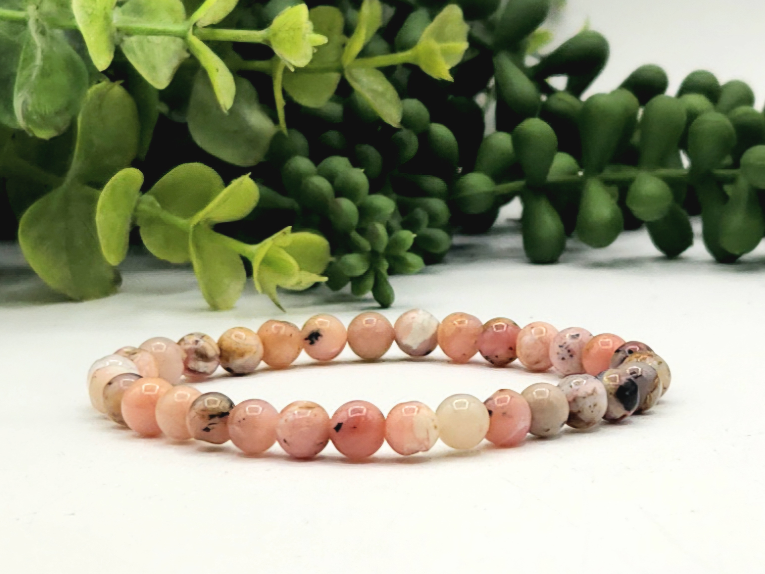 Pink Opal Stretchable Bracelet 6MM beads ( Peruvian)