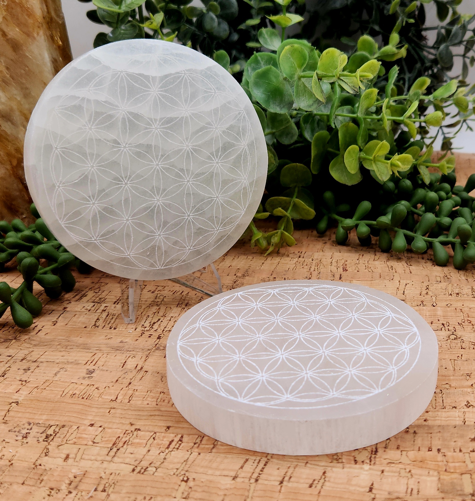 Selenite Charging Plate Round - Flower of Life 10CM