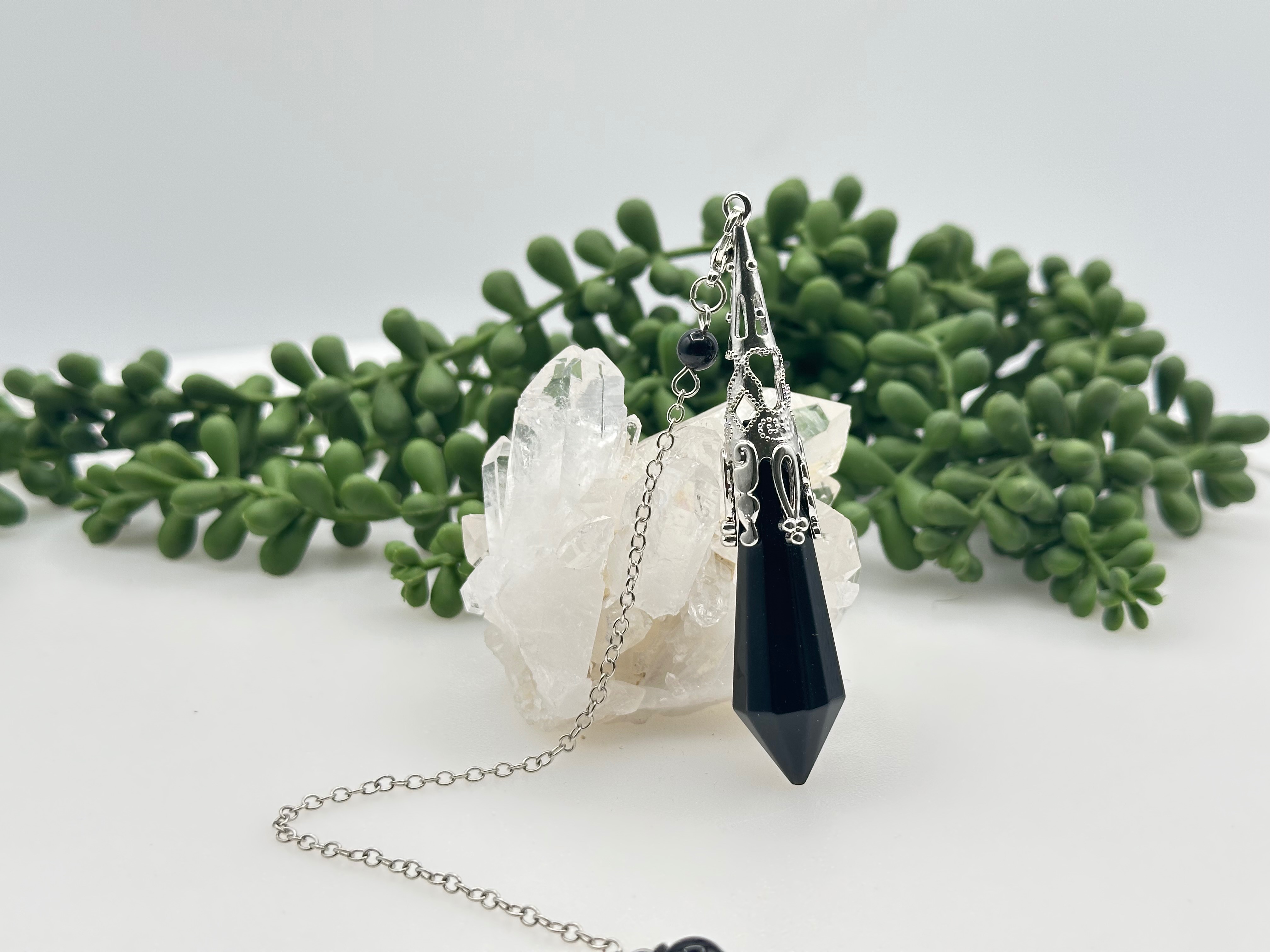Black Obsidian Art Deco Inspired Pendulum