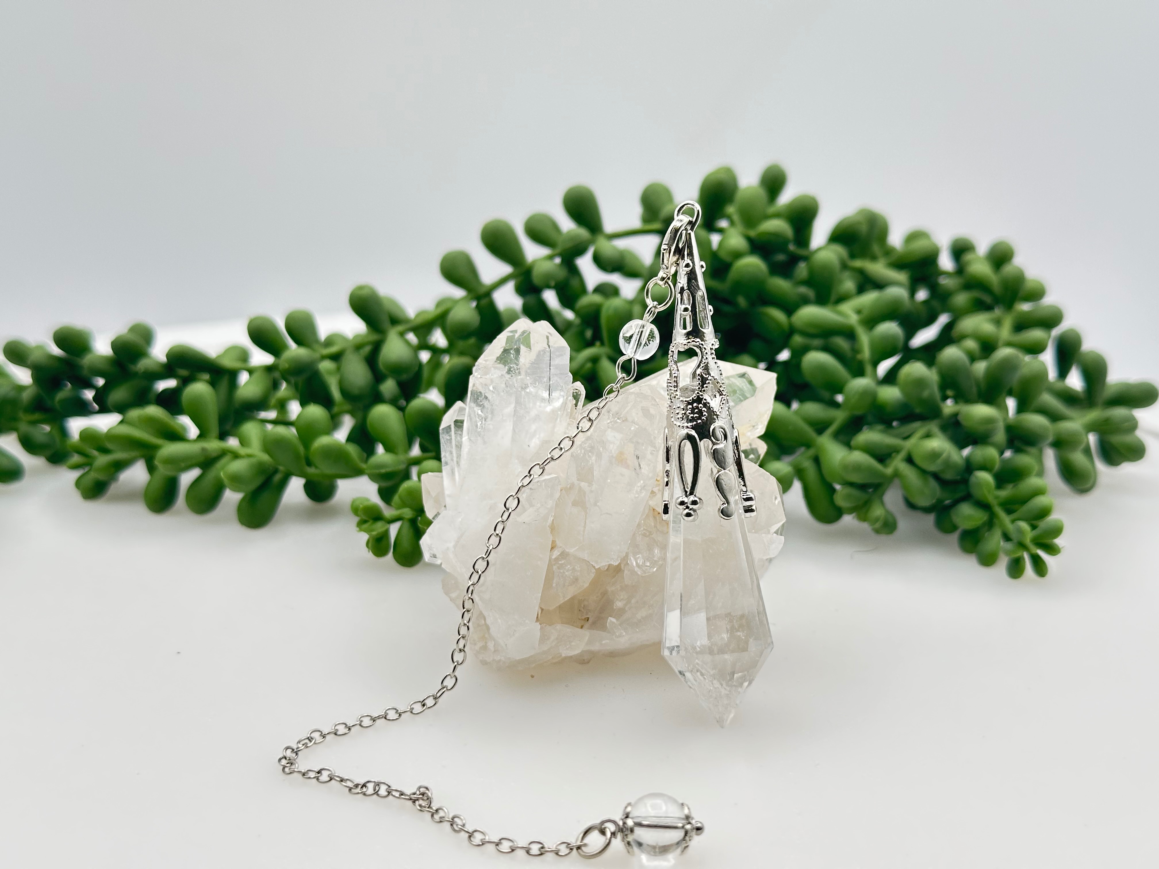 Clear Quartz Art Deco Inspired Pendulum