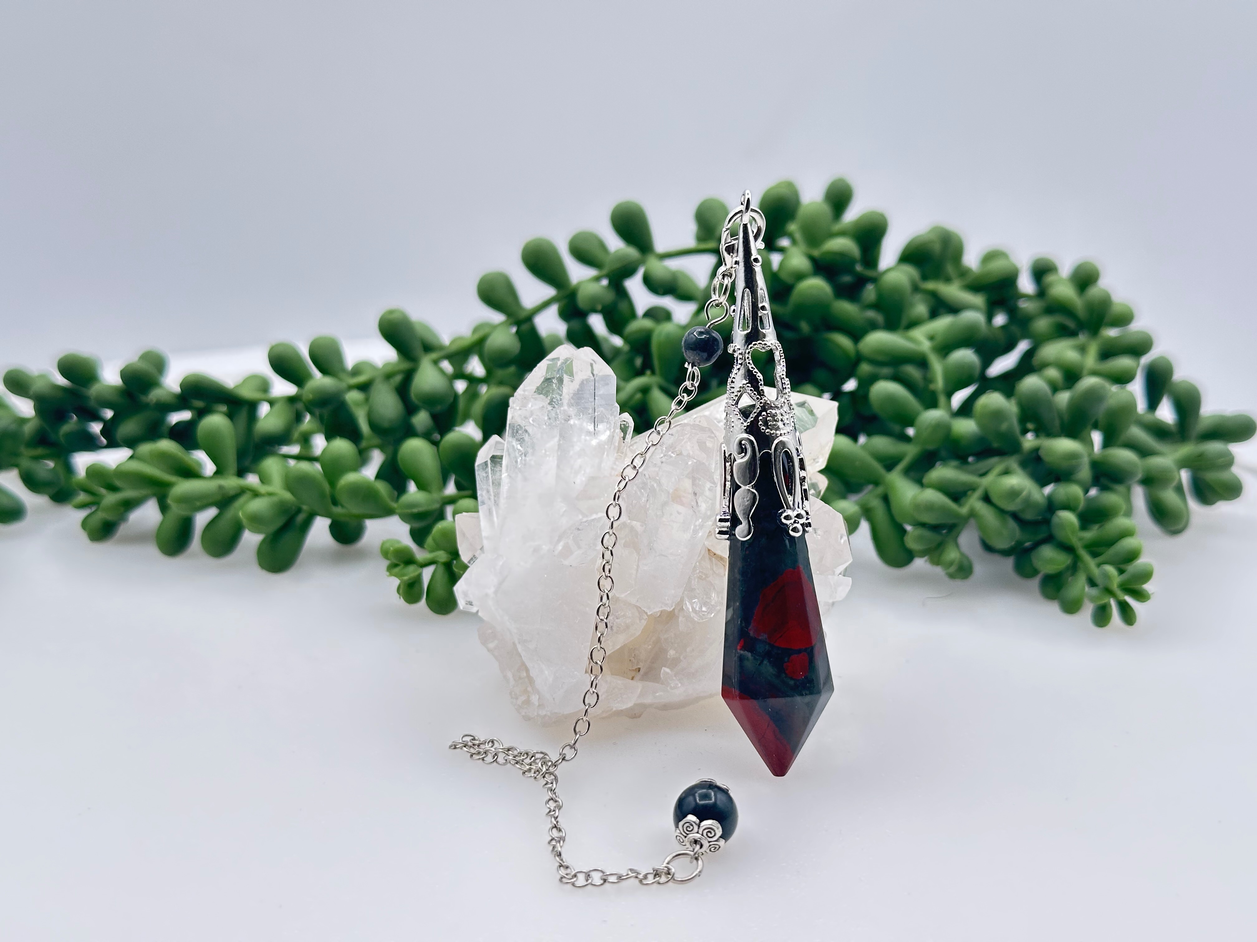 African Bloodstone Art Deco Inspired Pendulum