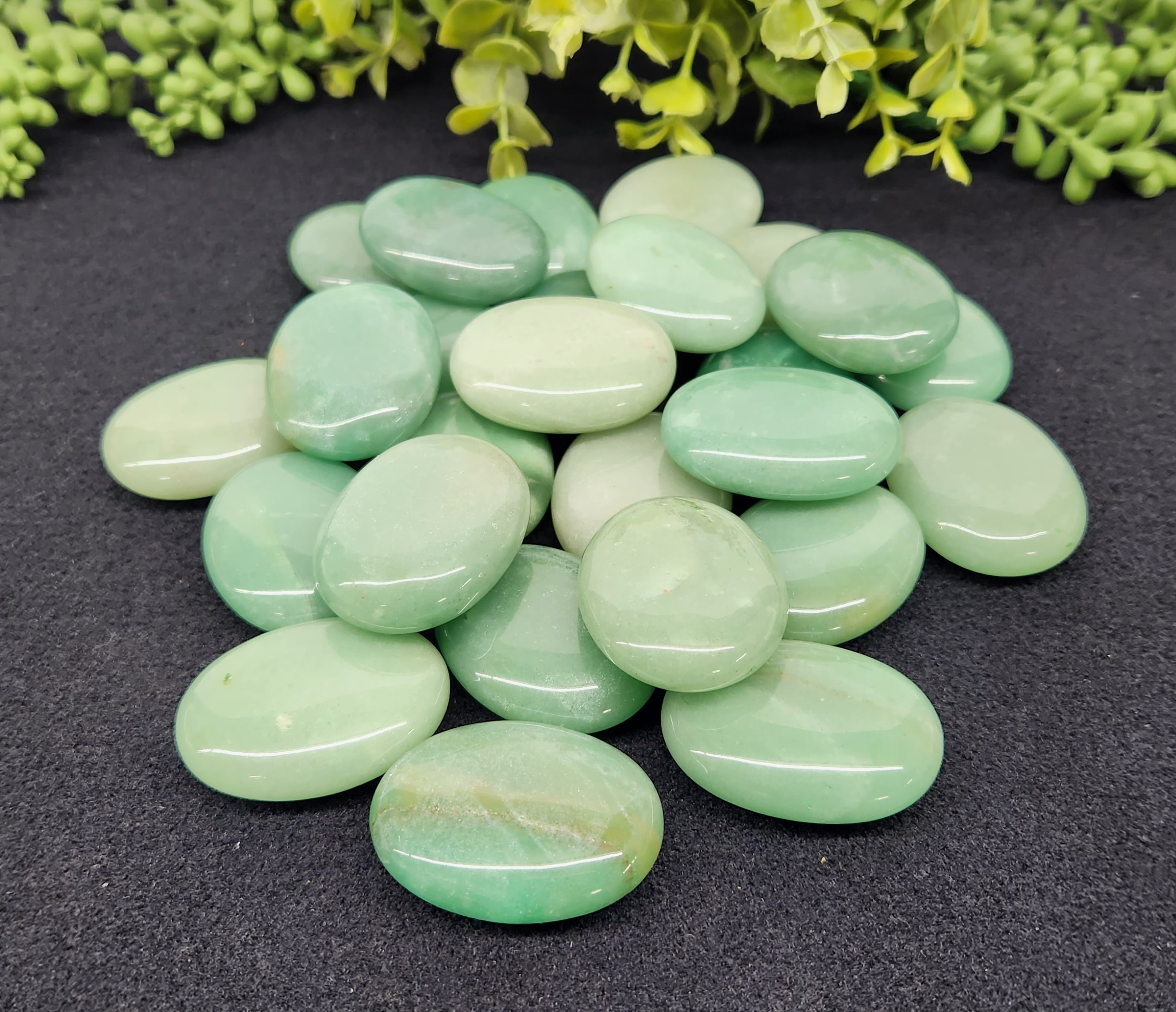 Green Aventurine Palm Stones /Pillow Shape Calibrated